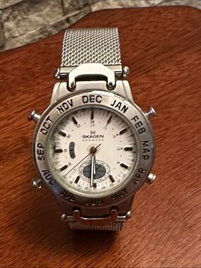 Skagen Men’s Silver Stainless Steel Mesh Watch - White Dial